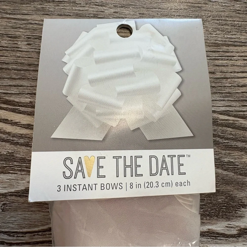 Save The Date White Satin Instant Bows 3 Packs of 3 NWT